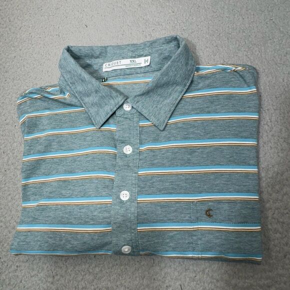 Criquet Polo‎ Shirt Mens 2XL XXL Players Bode Striped Golf Stretch Performance - Picture 1 of 12